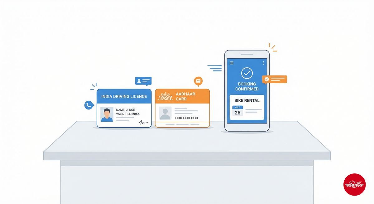 Documents needed for bike rental in Pune - driving license and ID proof illustration
