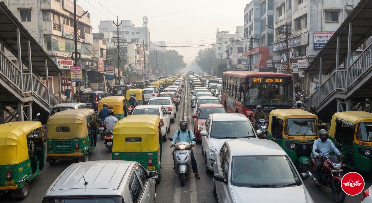Pune traffic congestion showing advantage of two-wheeler commute