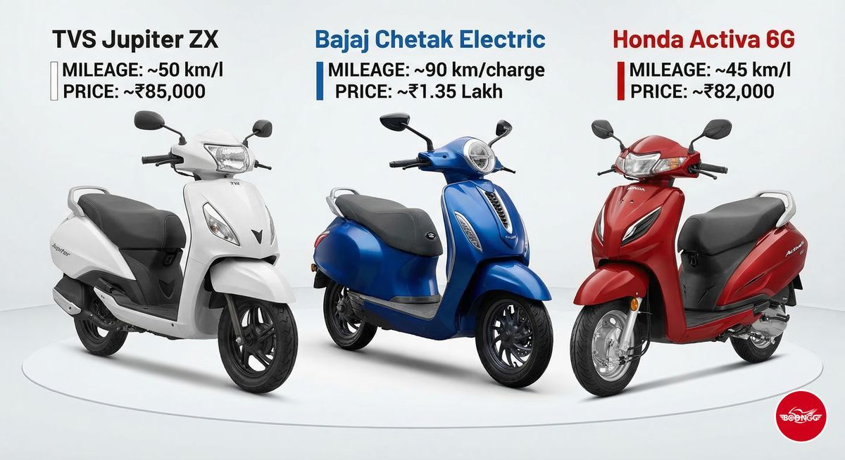 Activa 6G vs TVS Jupiter vs Honda Dio comparison