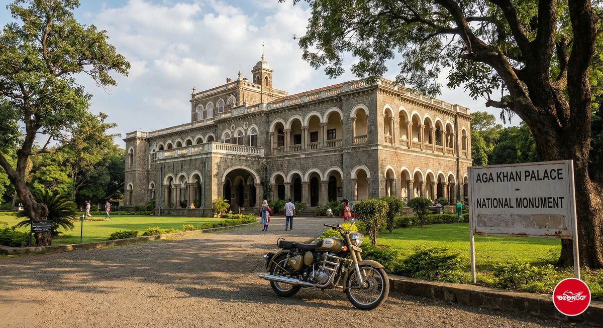 Aga Khan Palace Pune historical landmark with green gardens and stone architecture