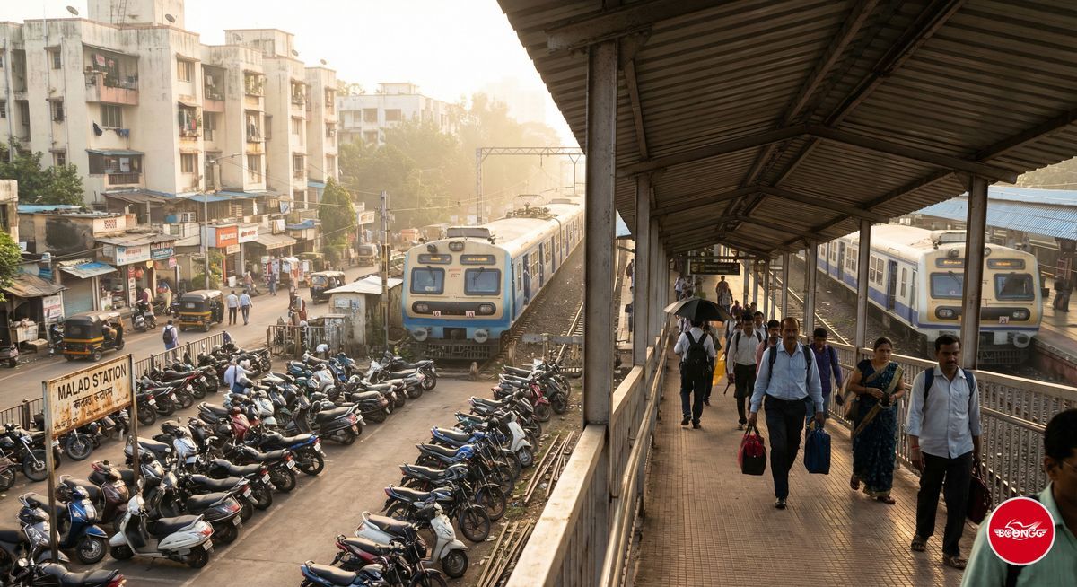 Akurdi railway station with scooty parking for commuters