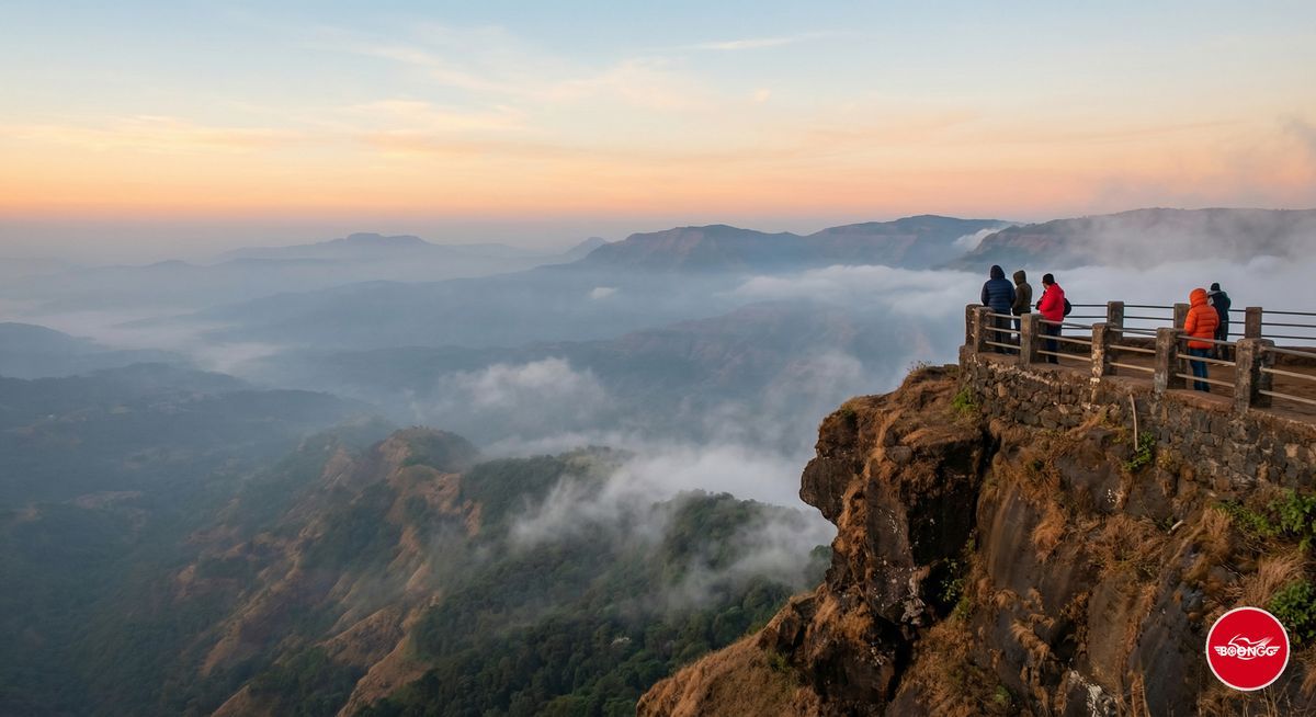 Arthur Seat Mahabaleshwar dramatic cliff edge viewpoint with valley view extending to horizon