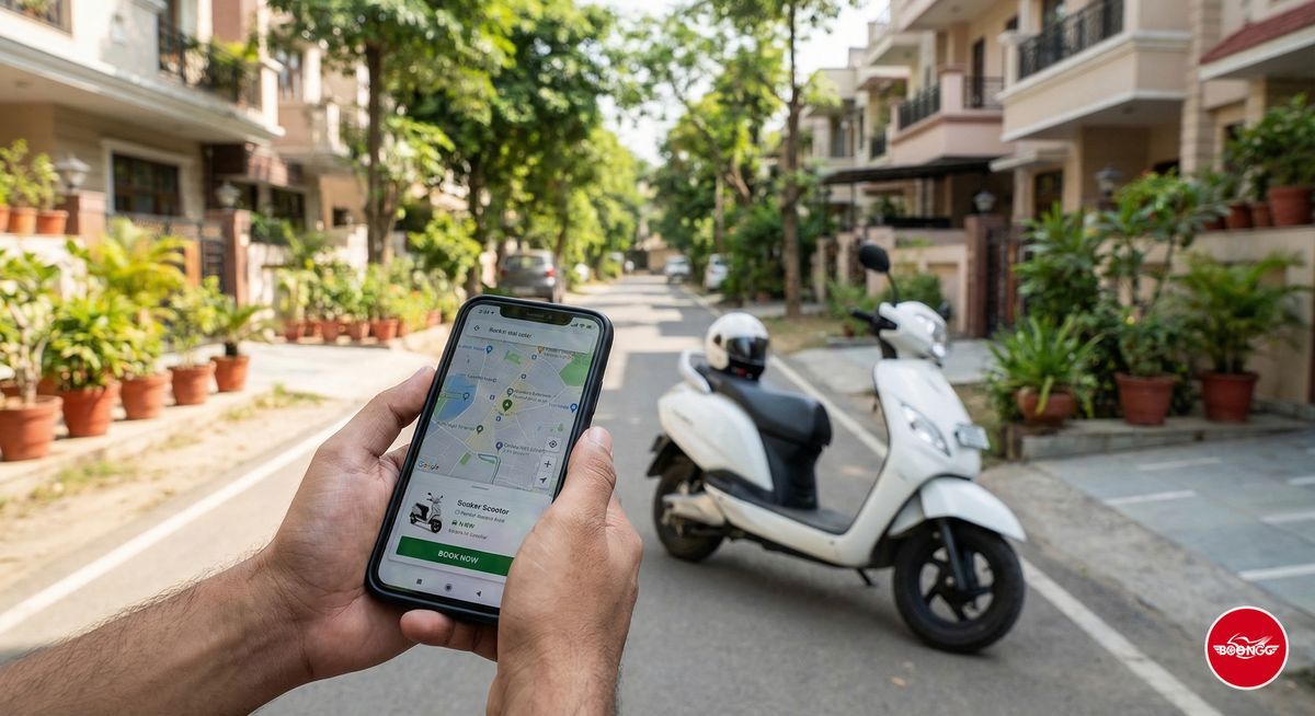 Booking rental scooter on phone app