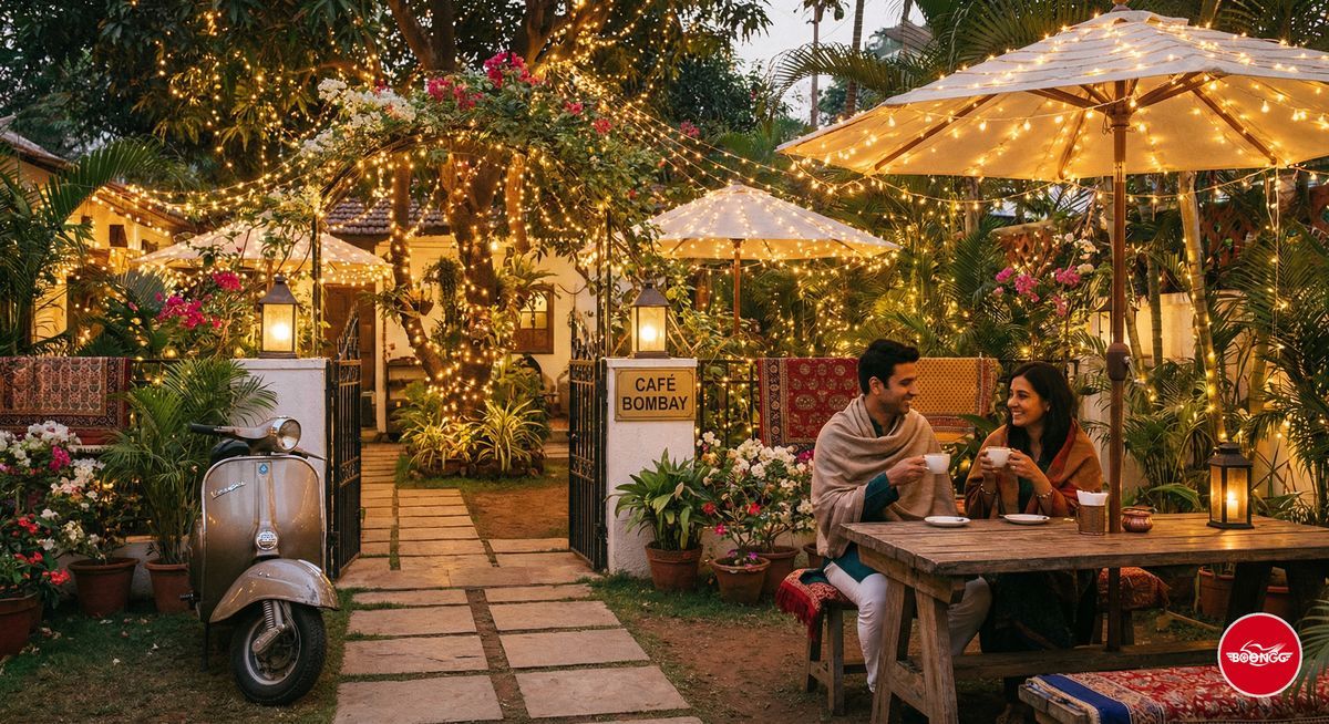 Evening garden cafe near Wakad scooter ride
