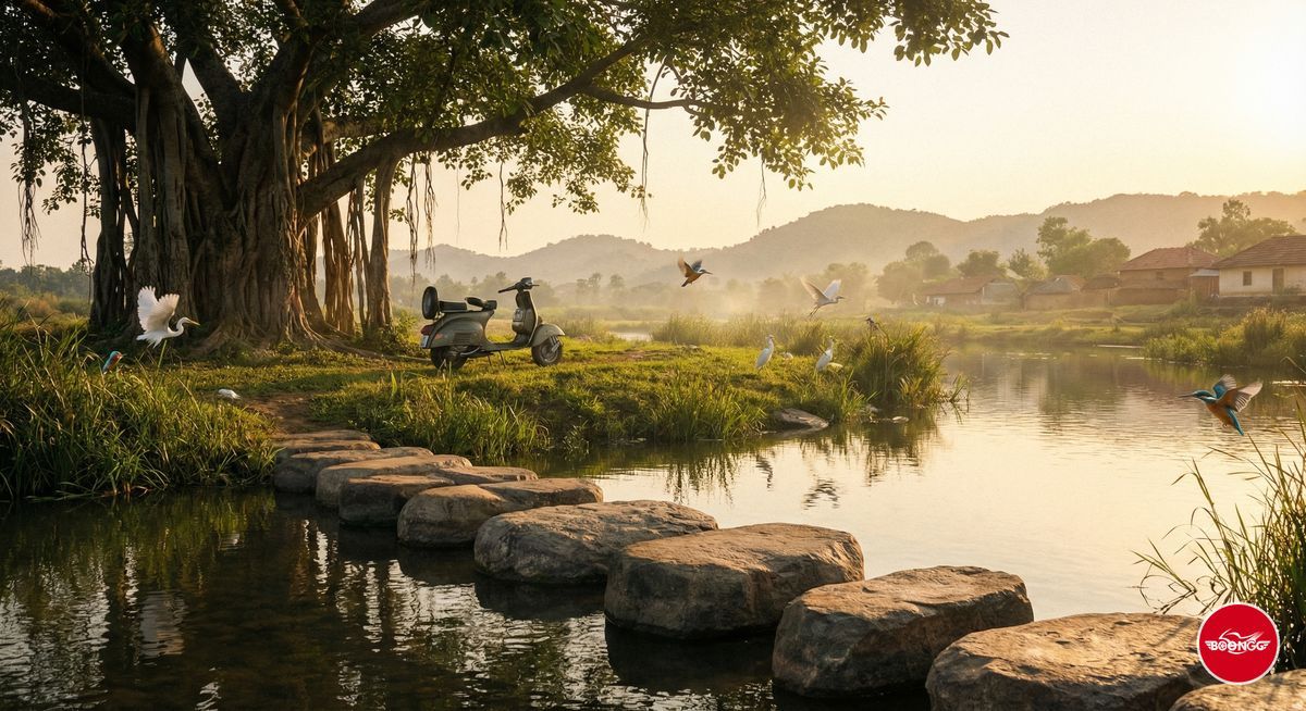 Peaceful river bank nature spot near Wakad