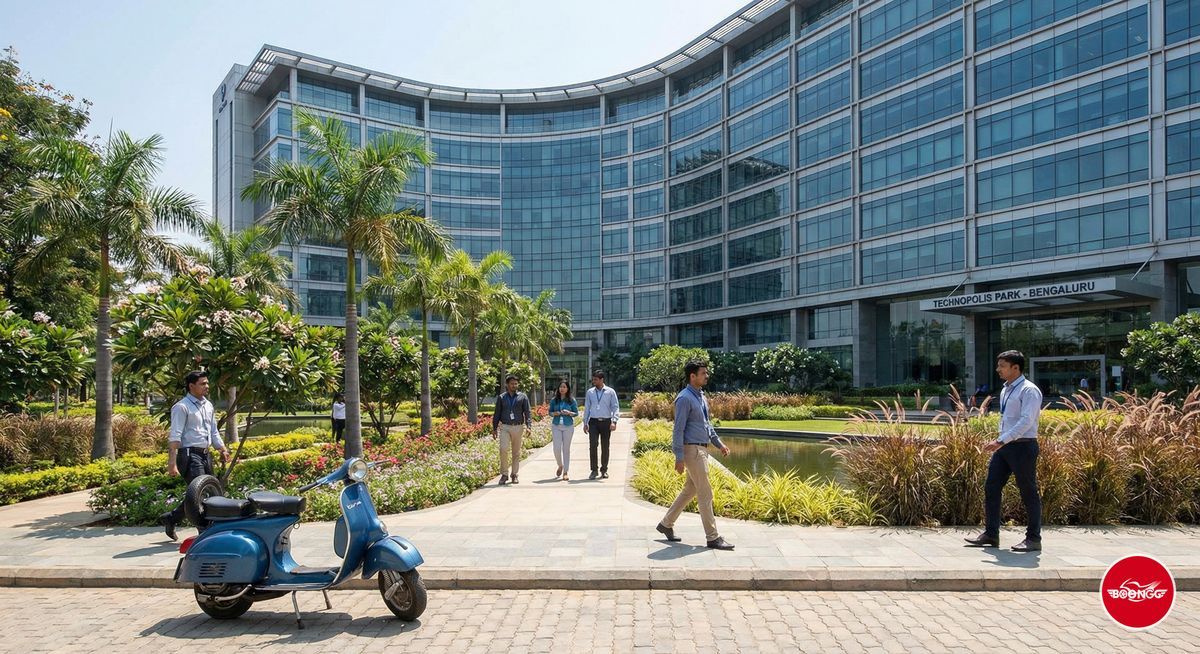 IT park in Pimpri-Chinchwad with professionals commuting to work