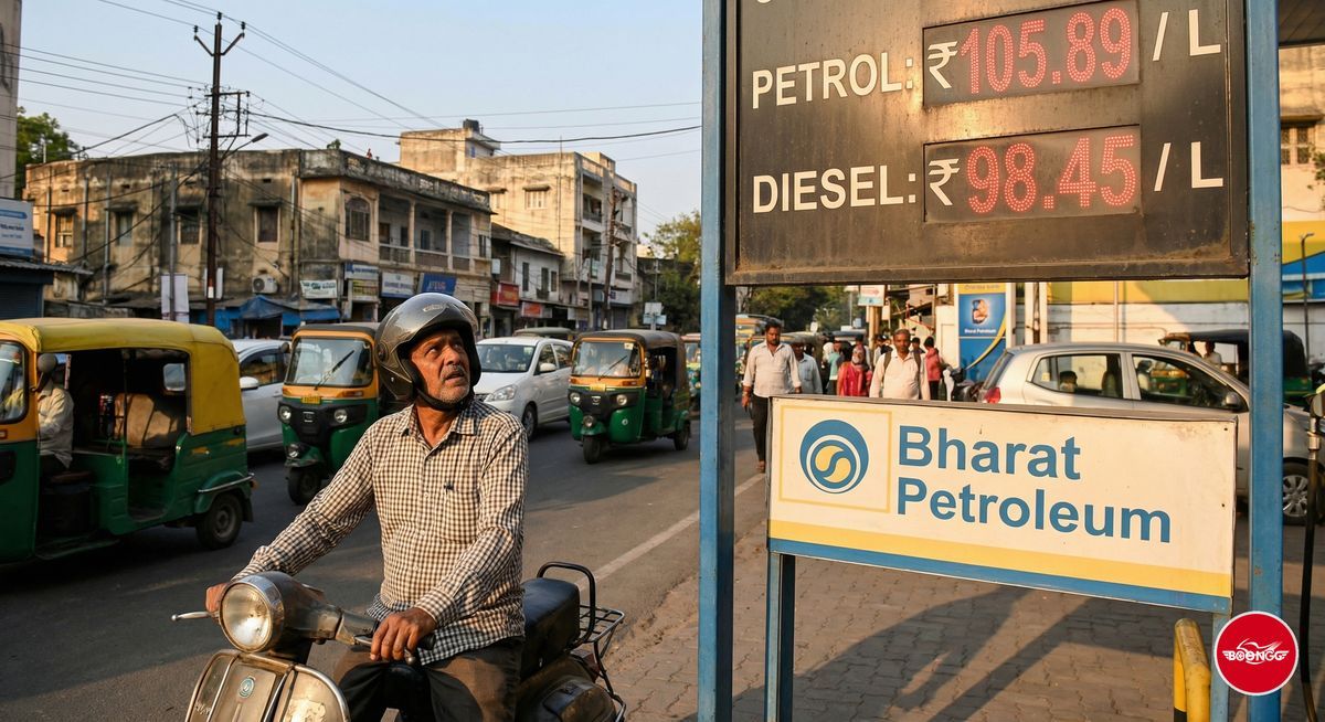 Petrol price board in Pune showing Rs 103 per litre