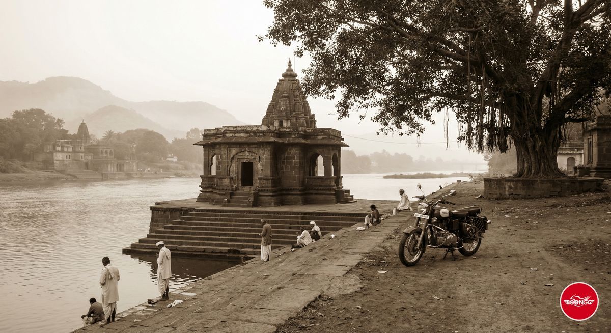 Wai town Krishna River with ancient temple ghats and peaceful morning scene